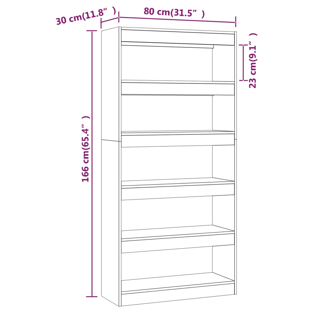 Libreria/Divisorio Rovere Sonoma 80x30x166 cm in Truciolato