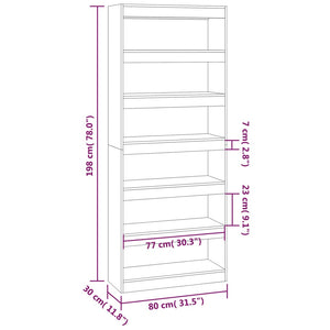 Libreria/Divisorio Nero 80x30x198 cm in Truciolato