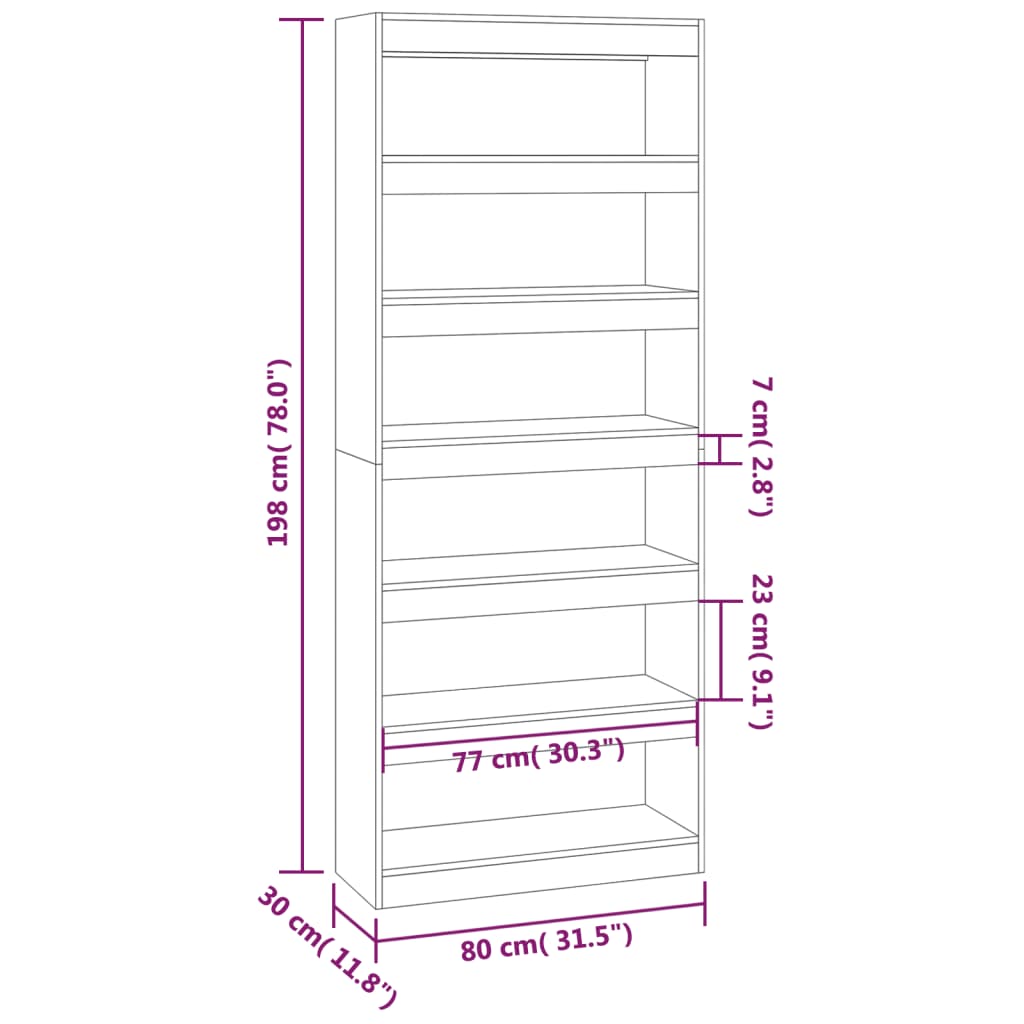 Libreria/Divisorio Grigio Cemento 80x30x198 cm in Truciolato 811731