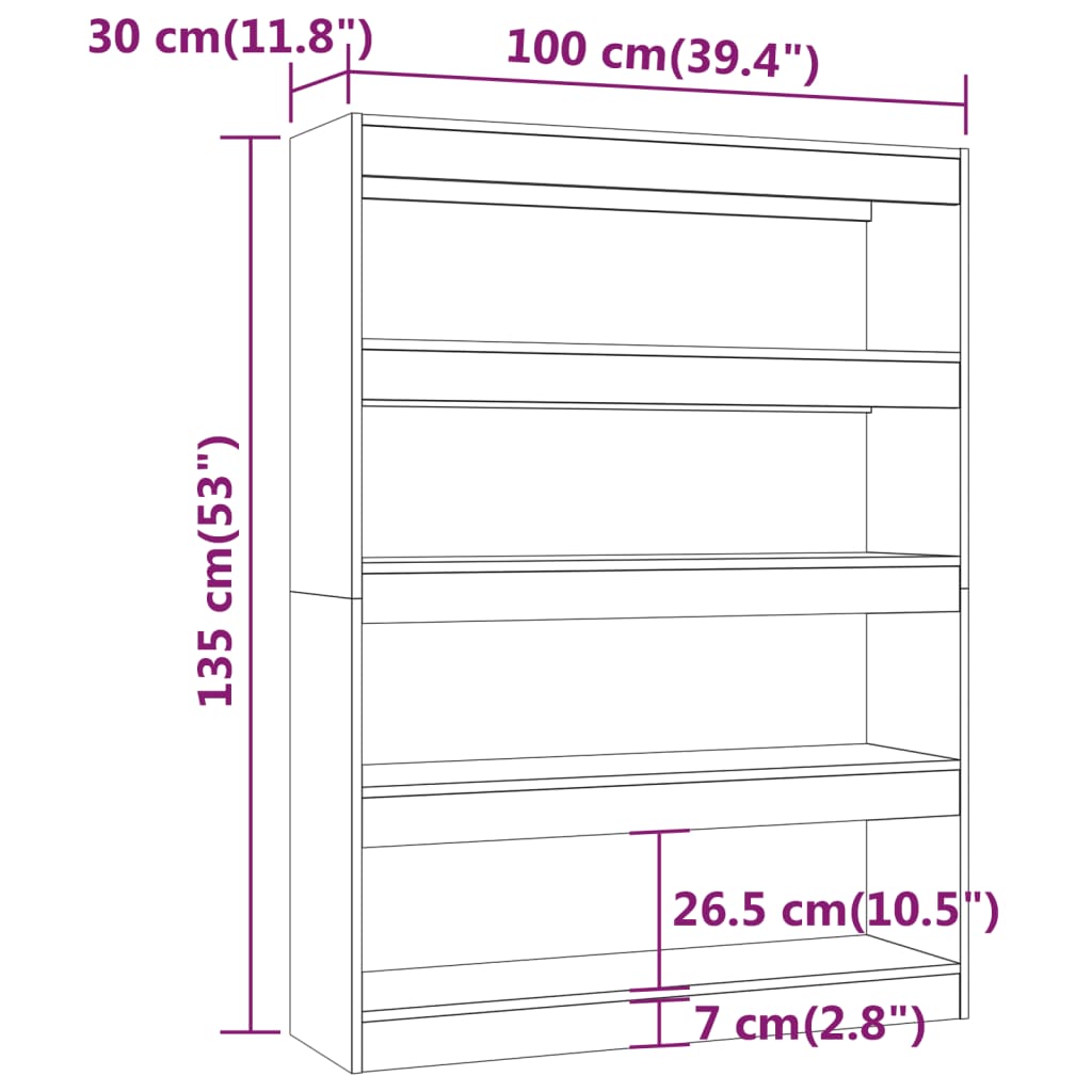 Libreria/Divisorio Grigio Cemento 100x30x135 cm