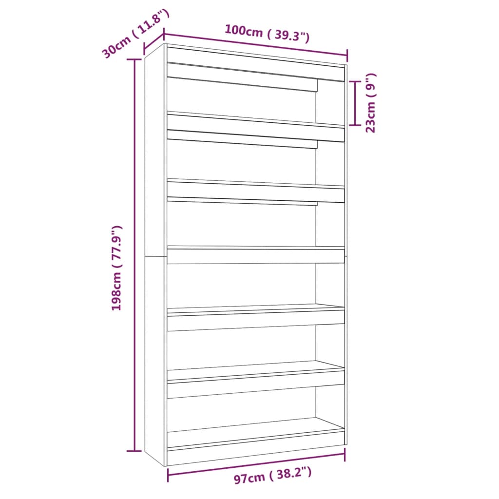 Libreria/Divisorio GrigioCemento 100x30x198cm Legno Multistrato 811776