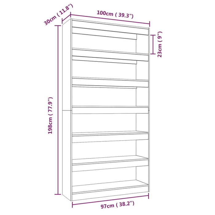 Libreria/Divisorio Bianco Lucido 100x30x198cm Legno Multistrato 811778