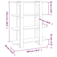 Libreria/Divisorio Grigio Sonoma 100x30x123,5 cm