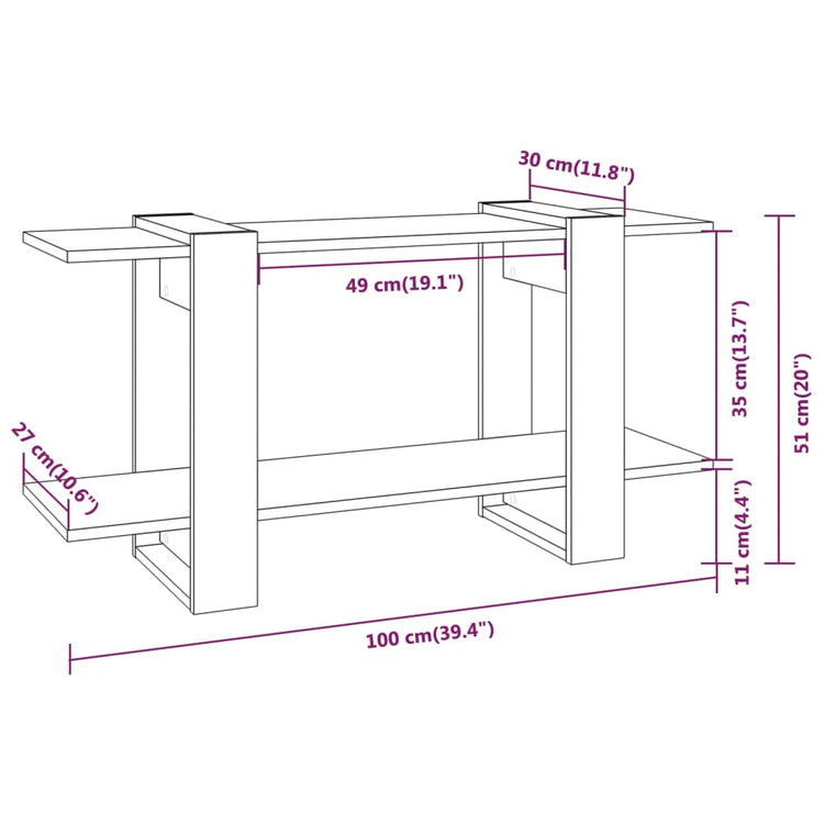 Libreria Grigio Marrone 100x30x51 cm in Legno Multistrato