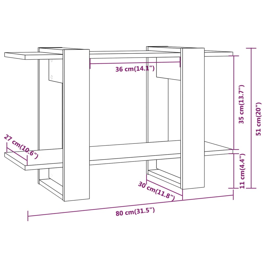 Libreria/Divisorio Rovere Fumo 80x30x51 cm 813581