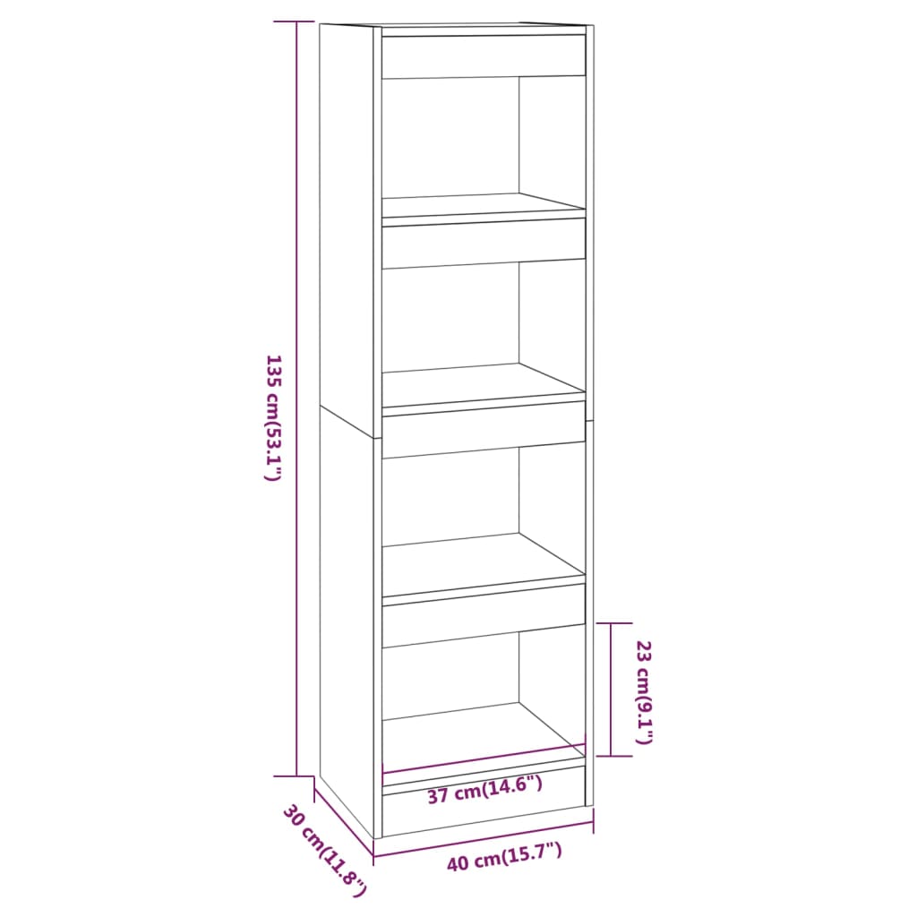 Libreria/Divisorio Grigio Sonoma 40x30x135 cm 813591