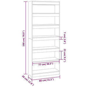 Libreria/Divisorio Rovere Fumo 80x30x198 cm in Truciolato