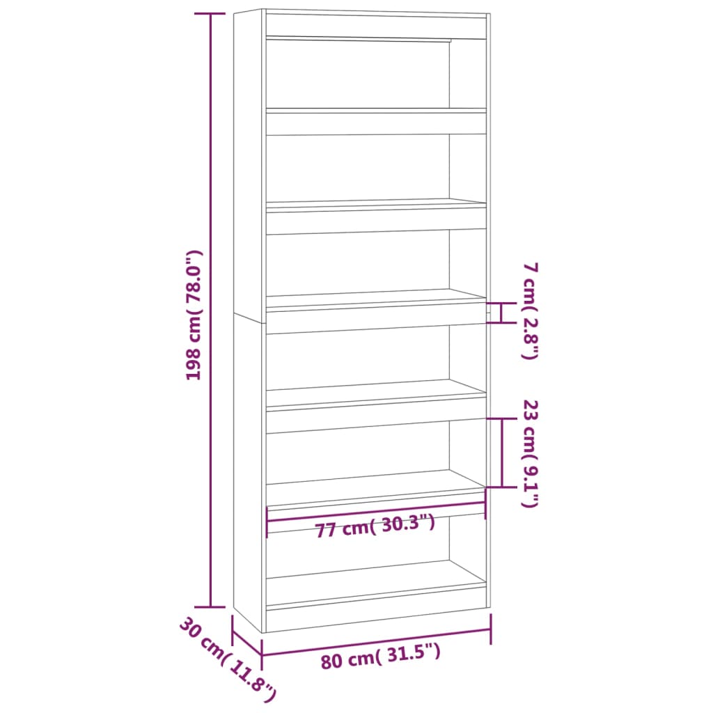 Libreria/Divisorio Rovere Marrone 80x30x198 cm in Truciolato 813628