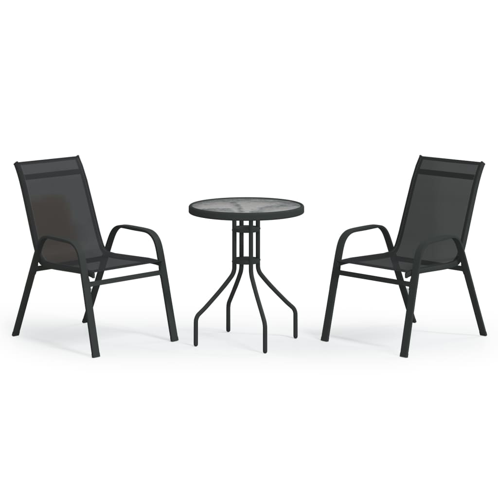 Set da Bistrot per Giardino 3 pz Nero cod mxl 36897