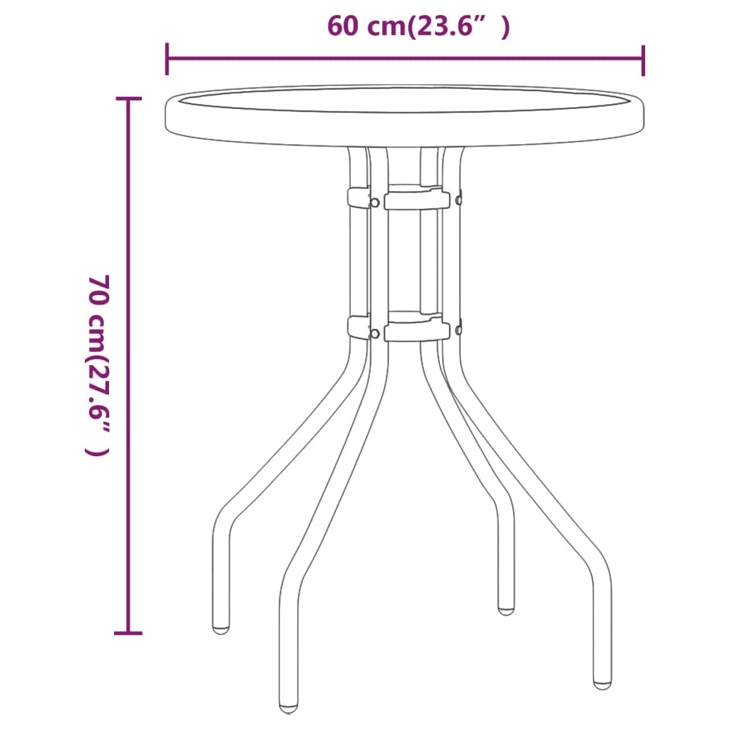 Set da Bistrot per Giardino 3 pz Nero cod mxl 36897