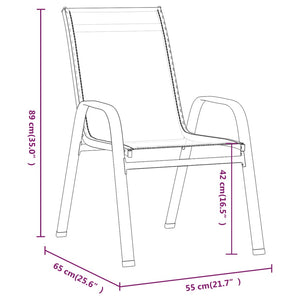 Sedie da Giardino Impilabili 2 pz in Tessuto Textilene Marrone 318779