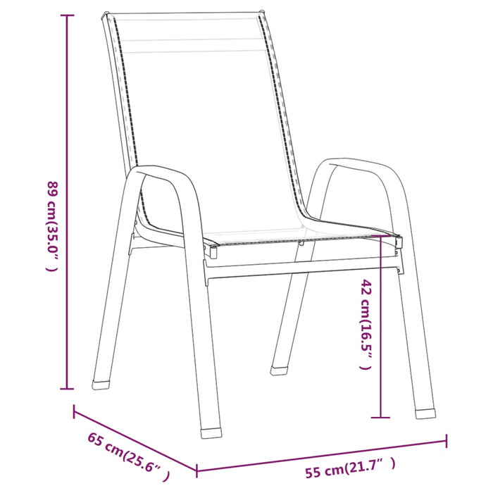 Sedie da Giardino Impilabili 2 pz in Tessuto Textilene Marrone 318779