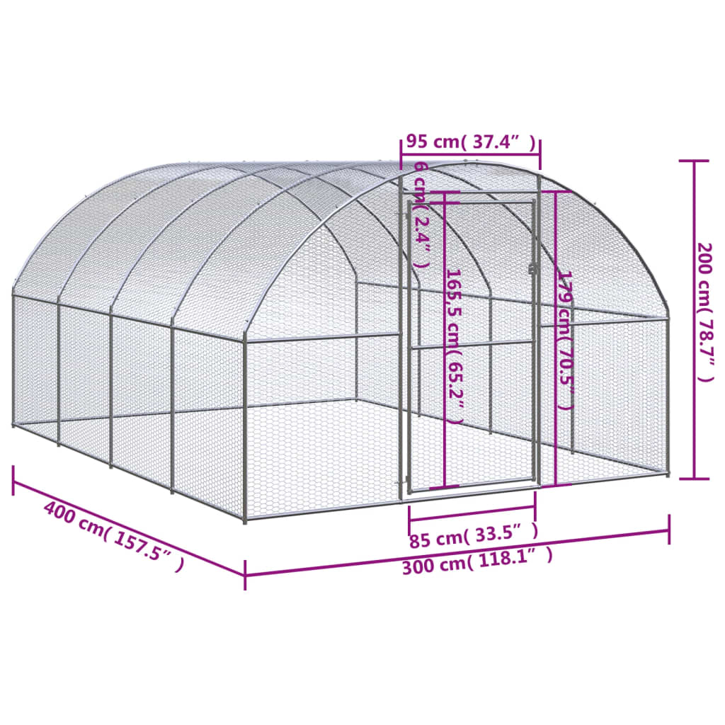 Pollaio per Esterni 3x4x2 m in Acciaio Zincato 3095464