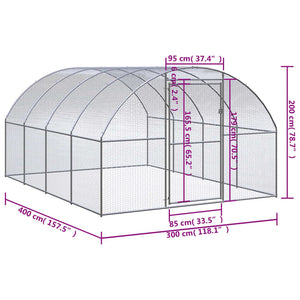 Pollaio per Esterni 3x4x2 m in Acciaio Zincato 3095464