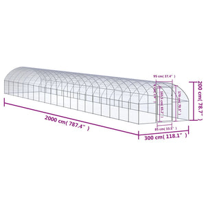 Pollaio per Esterni 3x20x2 m in Acciaio Zincato cod mxl 76547