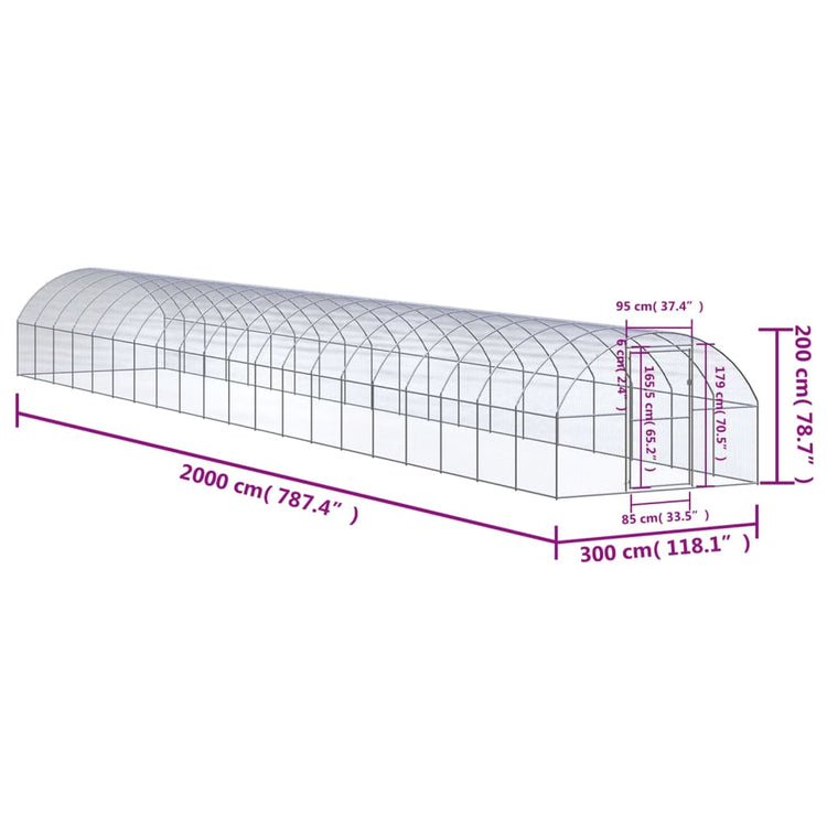 Pollaio per Esterni 3x20x2 m in Acciaio Zincato cod mxl 76547