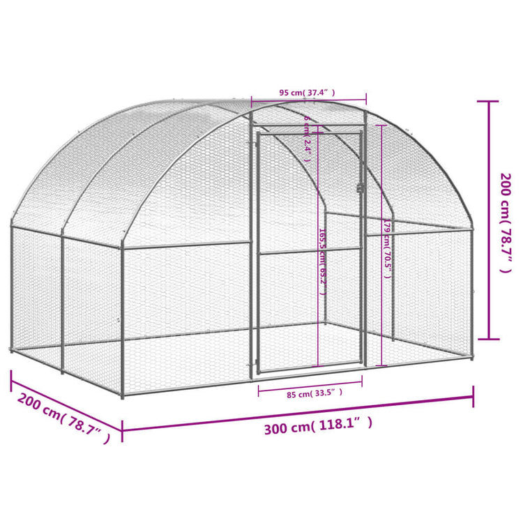 Pollaio per Esterni 3x2x2 m in Acciaio Zincato cod mxl 55880