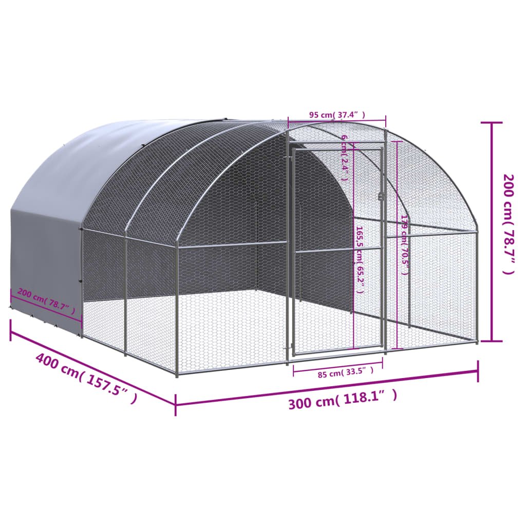 Pollaio per Esterni 3x4x2 m in Acciaio Zincato cod mxl 55882