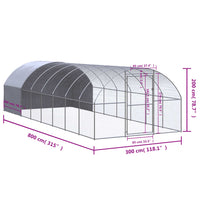 Gabbia per Polli da Esterno 3x8x2 m in Acciaio Zincato 3095475