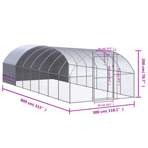 Pollaio per Esterni 3x8x2 m in Acciaio Zincato 3095475