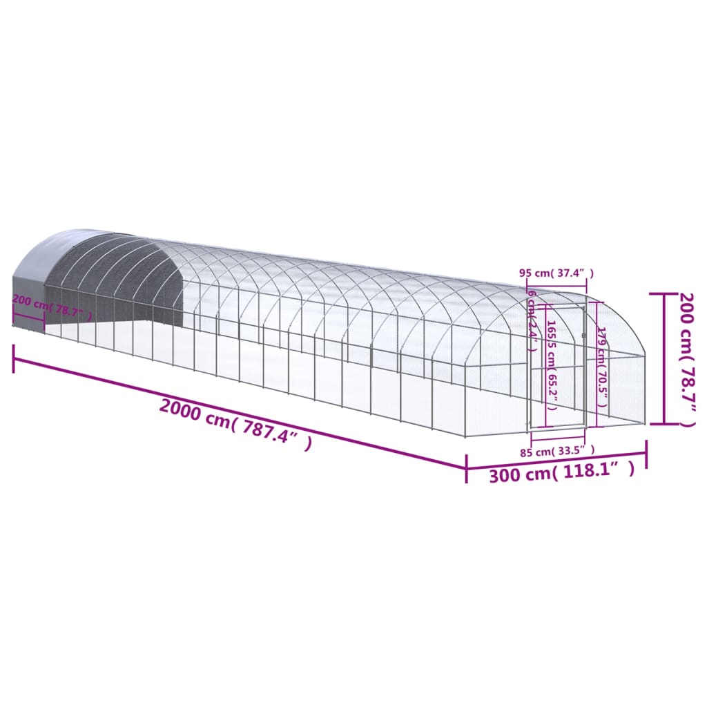 Pollaio per Esterni 3x20x2 m in Acciaio Zincato cod mxl 55875