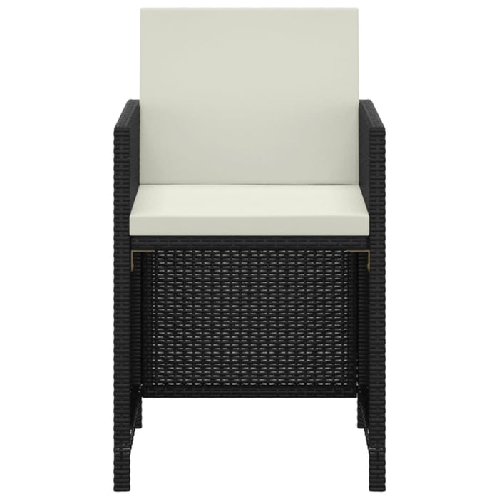 Set da Pranzo da Giardino 3 pz con Cuscini in Polyrattan Nero