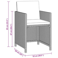 Set da Pranzo da Giardino 3 pz con Cuscini in Polyrattan Nero