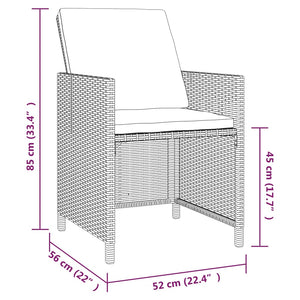 Set da Pranzo per Giardino 5 pz con Cuscini in Polyrattan Nero cod mxl 42580