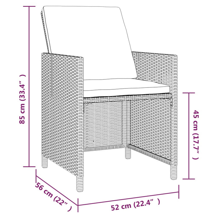 Set da Pranzo per Giardino 5 pz con Cuscini in Polyrattan Nero cod mxl 42900