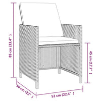 Set da Pranzo per Giardino 5 pz con Cuscini in Polyrattan Nero cod mxl 42598