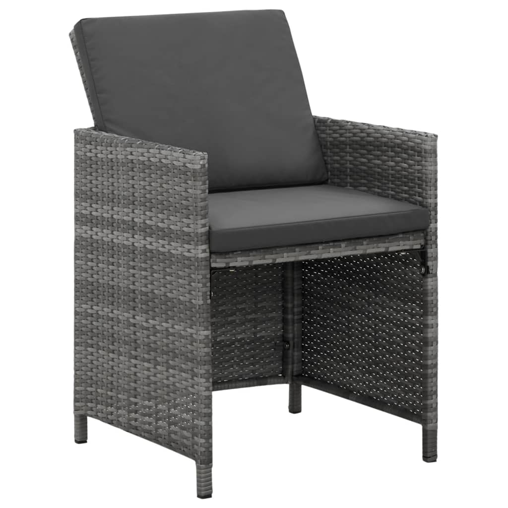 Set da Pranzo per Giardino 5 pz con Cuscini Polyrattan Grigio 3095509