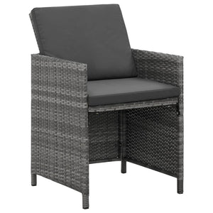 Set da Pranzo per Giardino 5 pz con Cuscini Polyrattan Grigio 3095509