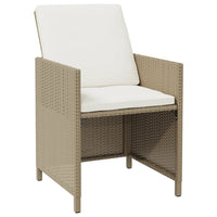 Set da Pranzo per Giardino 9 pz con Cuscini in Polyrattan Beige cod mxl 38600