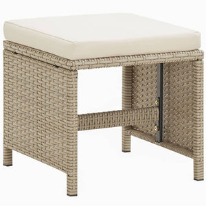 Set da Pranzo per Giardino 9 pz con Cuscini in Polyrattan Beige cod mxl 38600