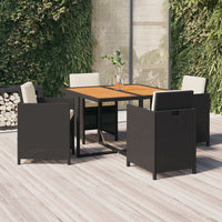 Set da Pranzo per Giardino 5 pz con Cuscini in Polyrattan Nero 3095518