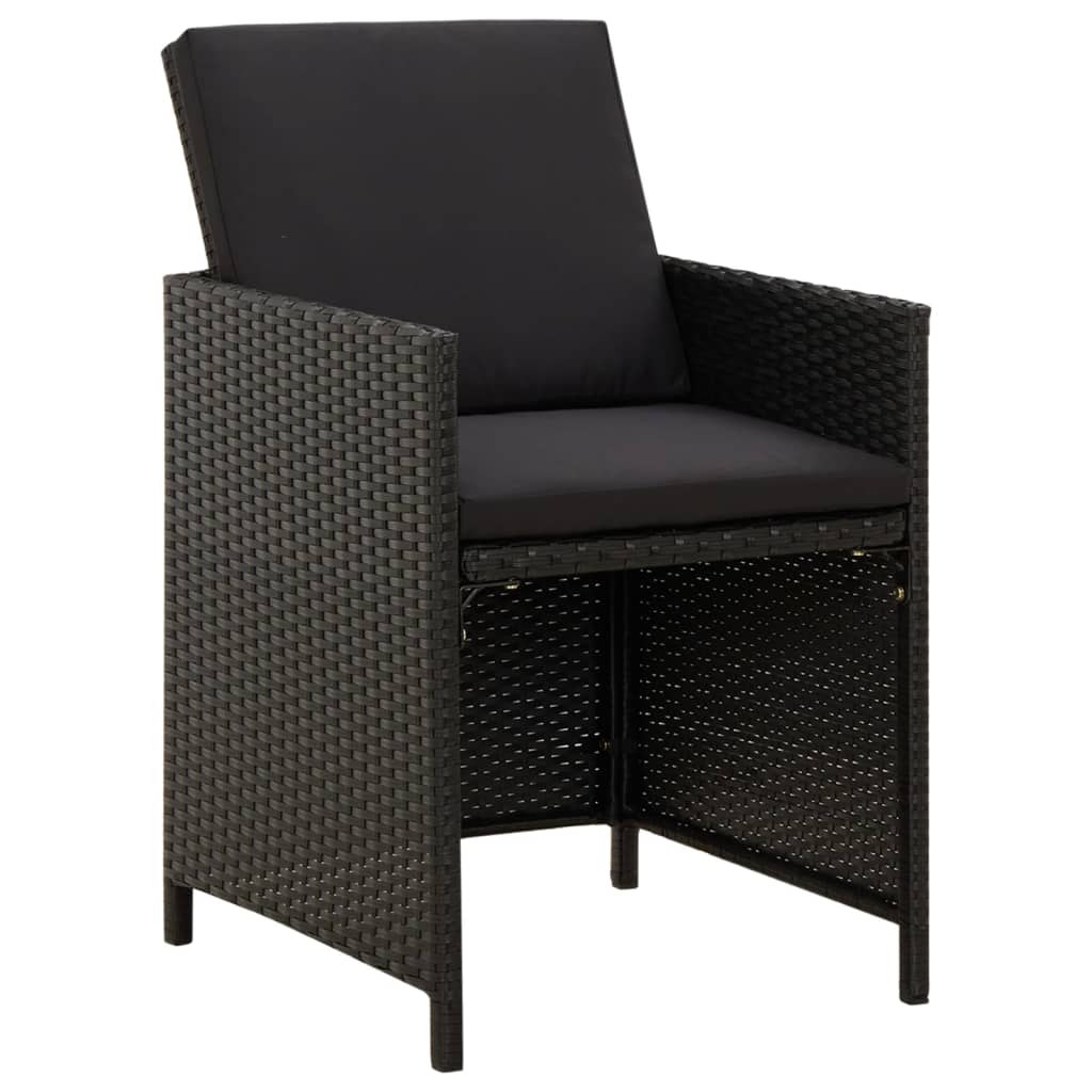 Set da Pranzo per Giardino 5pz con Cuscini in Polyrattan Nero