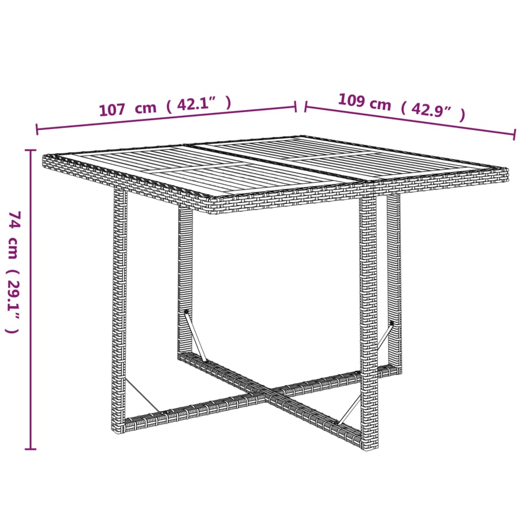 Set da Pranzo per Giardino 9pz con Cuscini in Polyrattan Nero