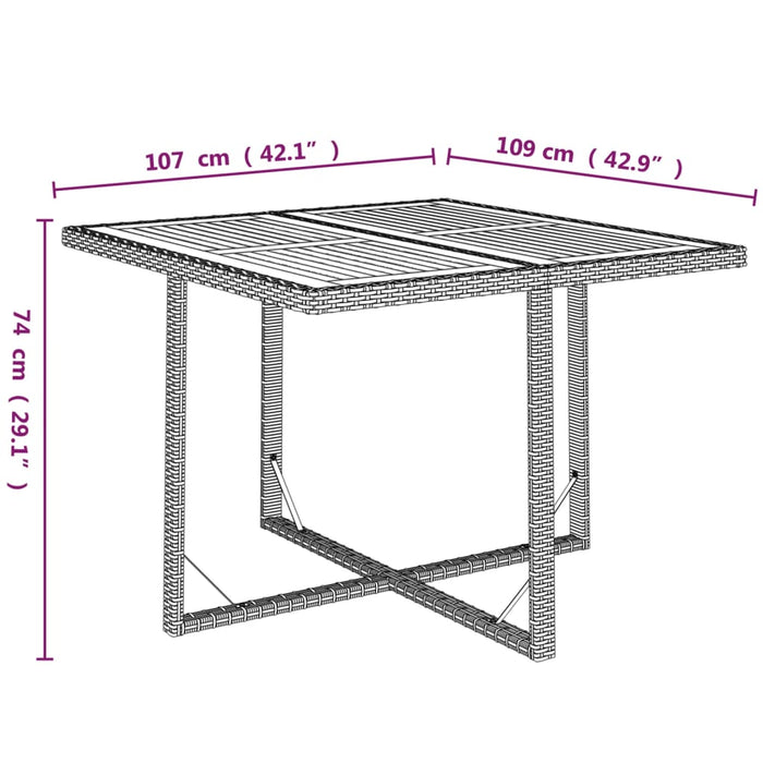 Set da Pranzo per Giardino 9pz con Cuscini in Polyrattan Nero