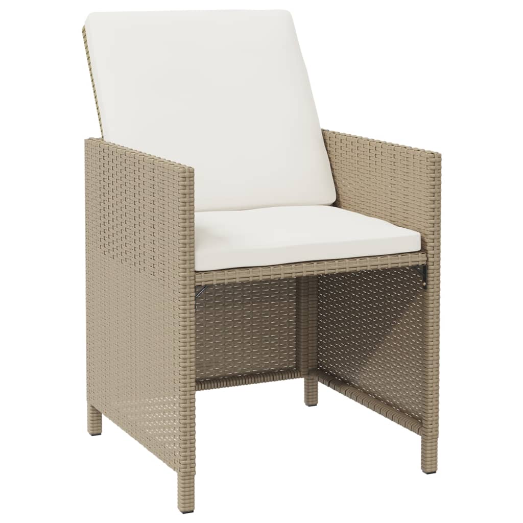 Set da Pranzo per Giardino 9pz con Cuscini in Polyrattan Beige cod mxl 38602