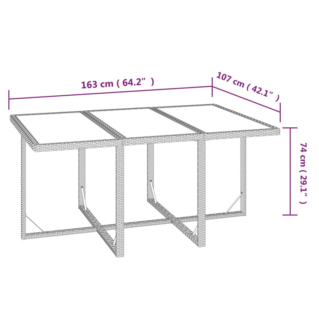 Set da Pranzo per Giardino 7pz con Cuscini in Polyrattan Grigio