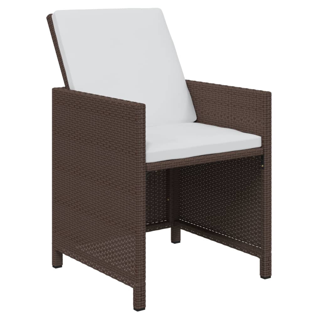 Set da Pranzo per Giardino 11 pz con Cuscini Polyrattan Marrone 3095539