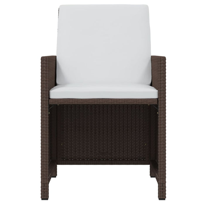 Set da Pranzo per Giardino 11 pz con Cuscini Polyrattan Marrone 3095539