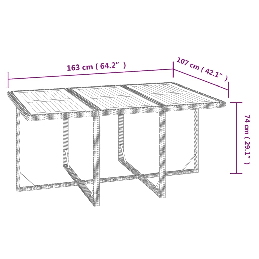 Set da Pranzo da Giardino 7 pz con Cuscini in Polyrattan Nero 3095545