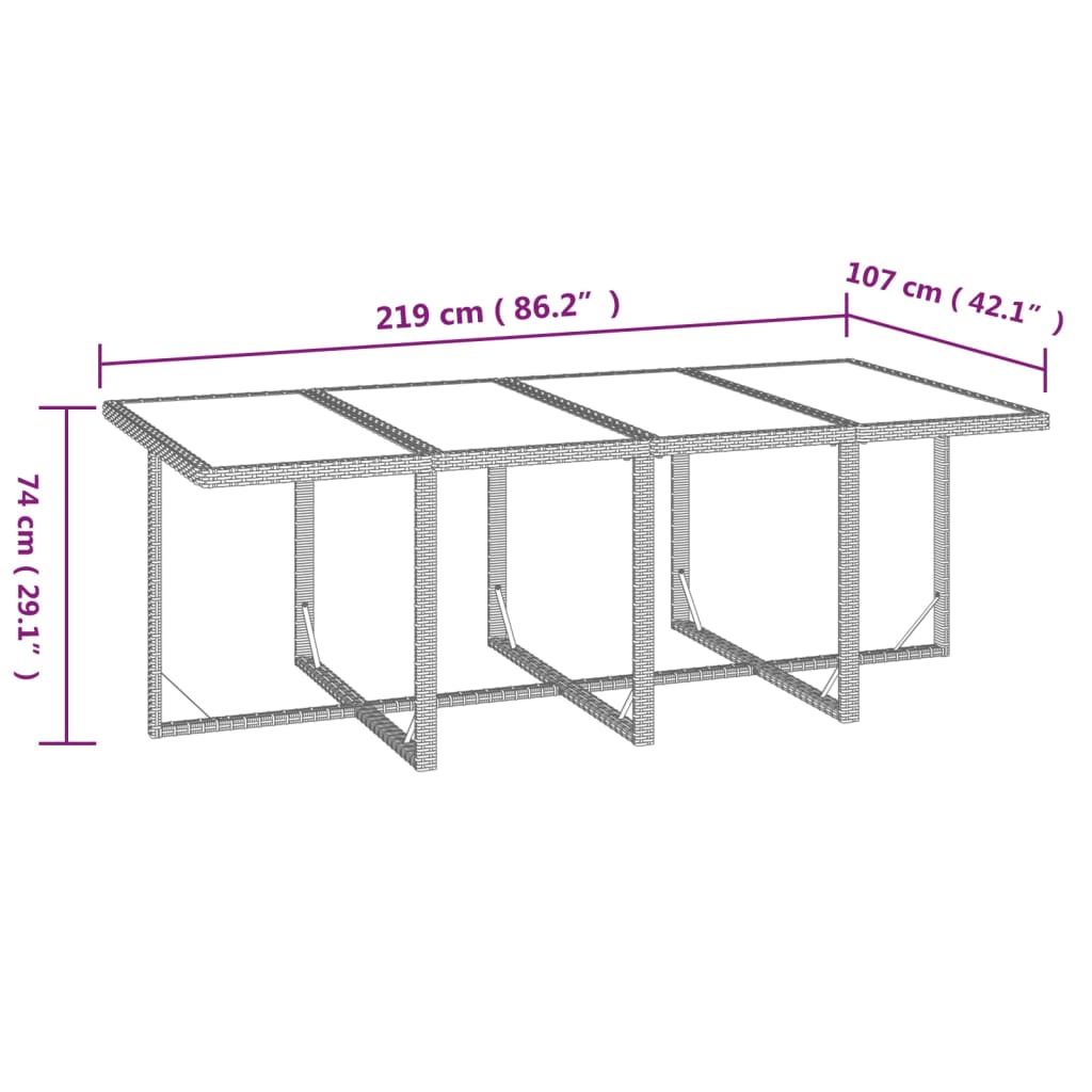 Set da Pranzo per Giardino 9 pz con Cuscini in Polyrattan Nero 3095557