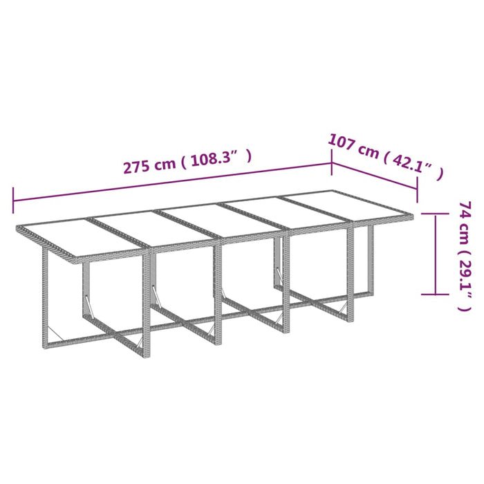 Set da Pranzo per Giardino 11 pz con Cuscini in Polyrattan Nero cod mxl 42628