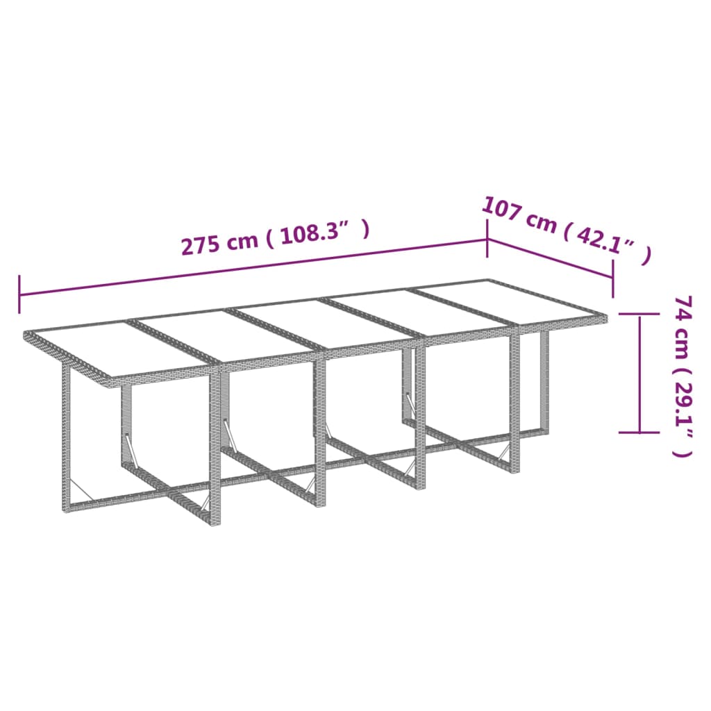 Set da Pranzo da Giardino 11 pz con Cuscini in Polyrattan Nero 3095584