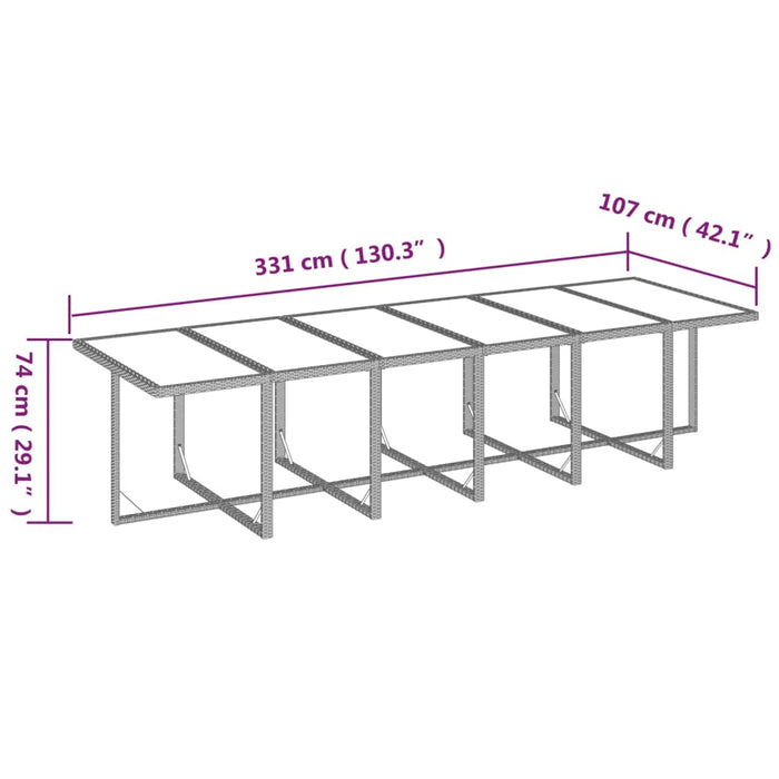 Set da Pranzo per Giardino 13 pz con Cuscini in Polyrattan Nero cod mxl 42594