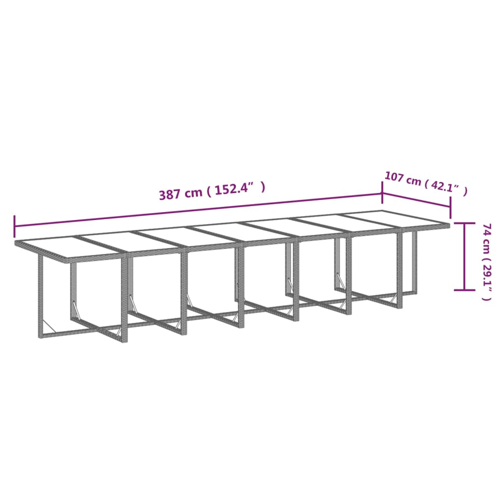 Set da Pranzo da Giardino 15 pz con Cuscini in Polyrattan Nero cod mxl 42597