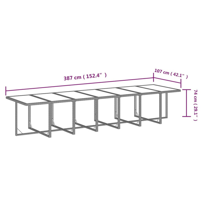 Set da Pranzo da Giardino 15 pz con Cuscini in Polyrattan Nero cod mxl 42597