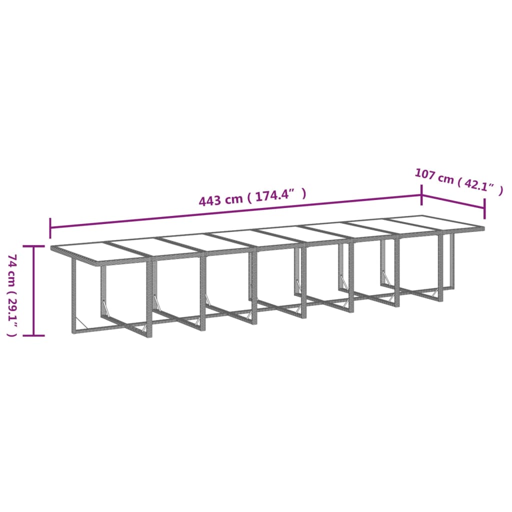 Set da Pranzo da Giardino 17 pz con Cuscini in Polyrattan Nero cod mxl 42620